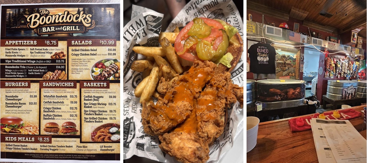 The boondocks bar and grill Menu