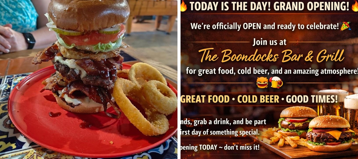 The boondocks bar and grill Menu