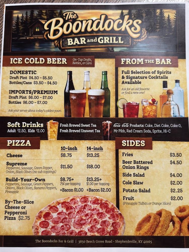 The boondocks bar and grill Menu image 2