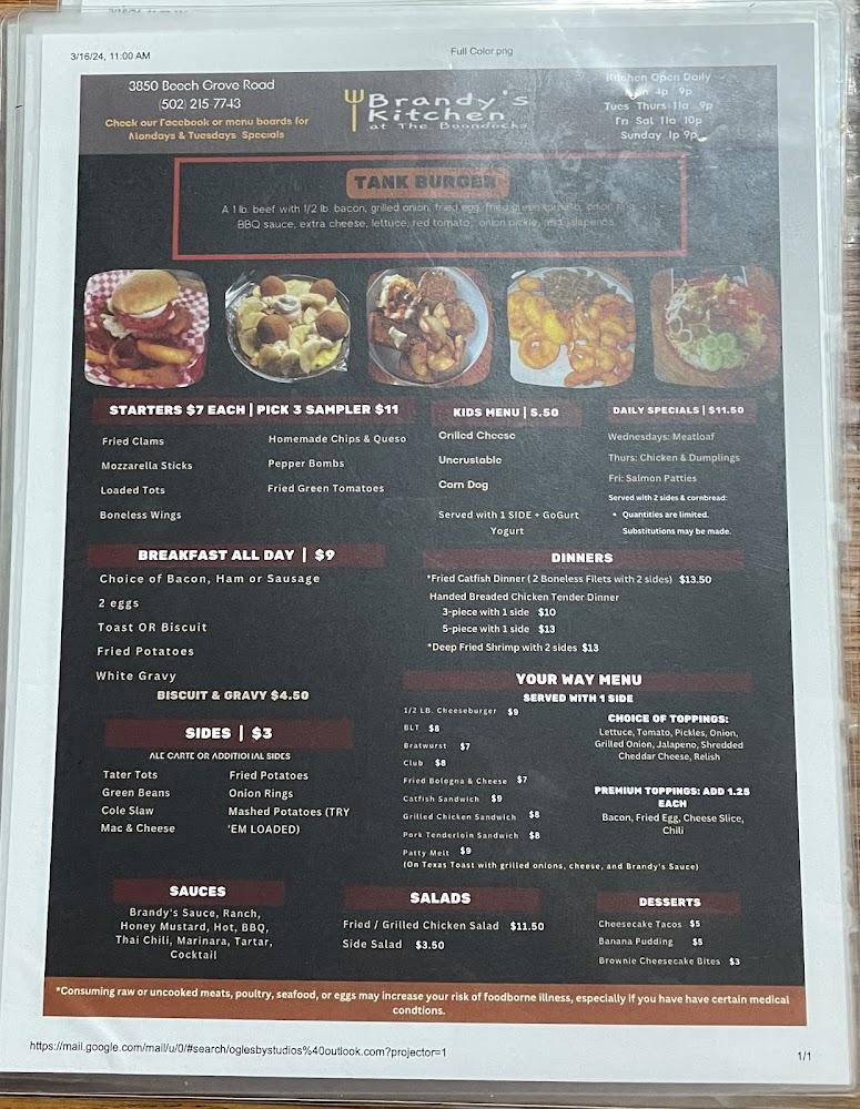 The boondocks bar and grill Menu image 3